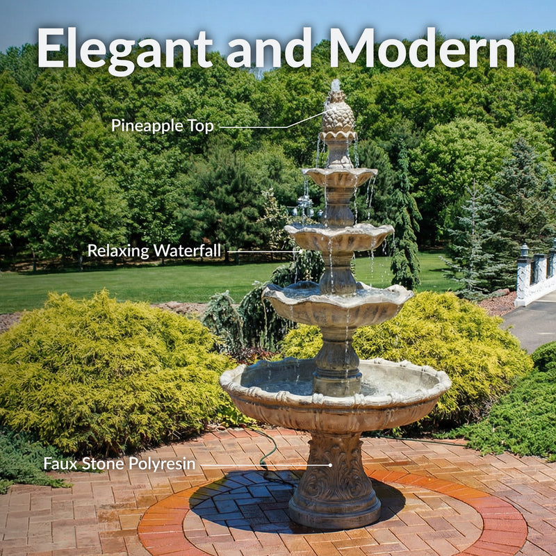 Sunnydaze 4-Tier Grand Courtyard Outdoor Water Fountain - 80