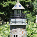 Sunnydaze Cobblestone Solar LED Lighthouse - 35" H