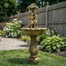 Sunnydaze Lovers Umbrella Solar-Powered Fountain with Battery Backup and Lights - 43"
