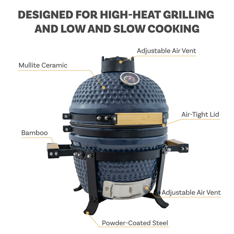 Sunnydaze Kamado Portable Charcoal Grill and Smoker with Stand