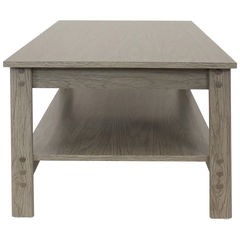 Sunnydaze Classic Coffee Table with Lower Shelf - Thunder Gray - 16" H