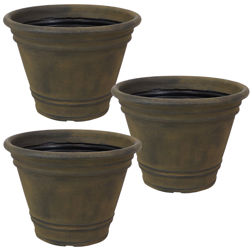 home depot plant pot Sunnydaze 20 in. Sable Franklin Outdoor Polyresin Flower Pot Planter (3-Pack)