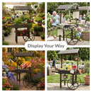 Sunnydaze Rustic, Vintage Flower Cart Display Stand with Wheels - Gray