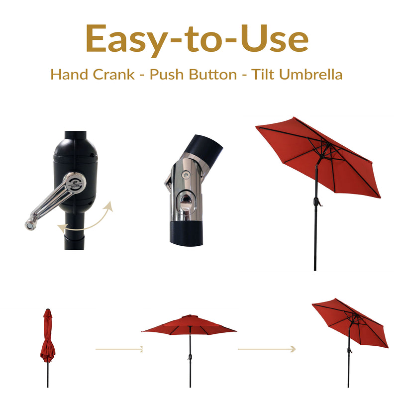 Sunnydaze Aluminum Outdoor Patio Umbrella with Tilt and Crank