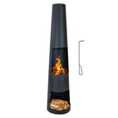 Sunnydaze 59" H Steel Fire Pit Chiminea with Built-In Log Holder