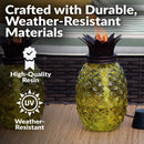 Sunnydaze Tropical Pineapple 3-in-1 Glass Outdoor Torches - Set of 2