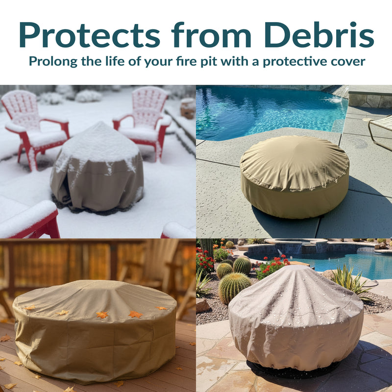 Sunnydaze Heavy-Duty Round Fire Pit Cover with Drawstring Closure