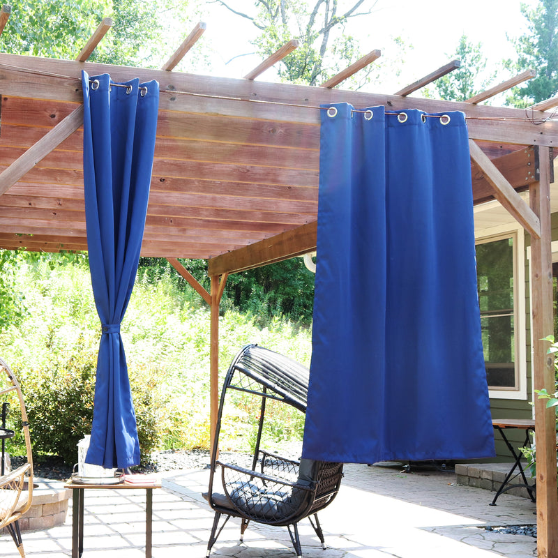 Dimension image for indoor/outdoor set of two curtains