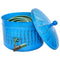 Sunnydaze Embossed Metal Garden Hose Holder Pot with Lid - Blue Patina