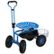 Sunnydaze Rolling Garden Cart with Extendable Steering Handle, Swivel Seat & Planter Basket