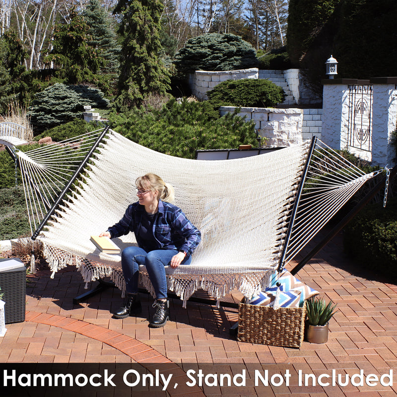 Sunnydaze Woven Double Hammock with Spreader Bars