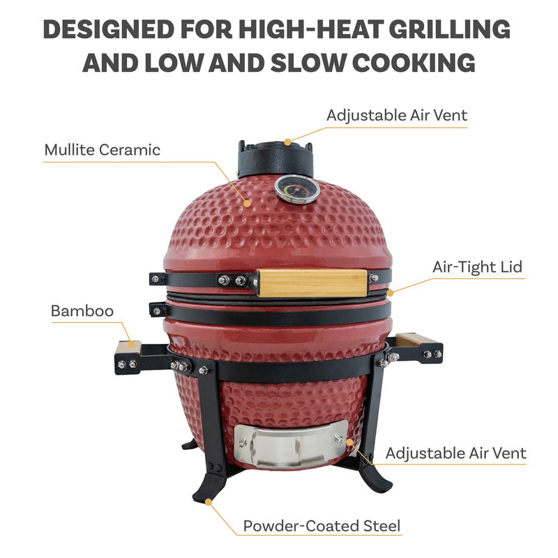 Sunnydaze Kamado Portable Charcoal Grill and Smoker with Stand