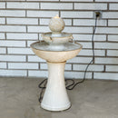 Sunnydaze Gentle Glow 2-Tier Ceramic Outdoor Fountain with LED Lights