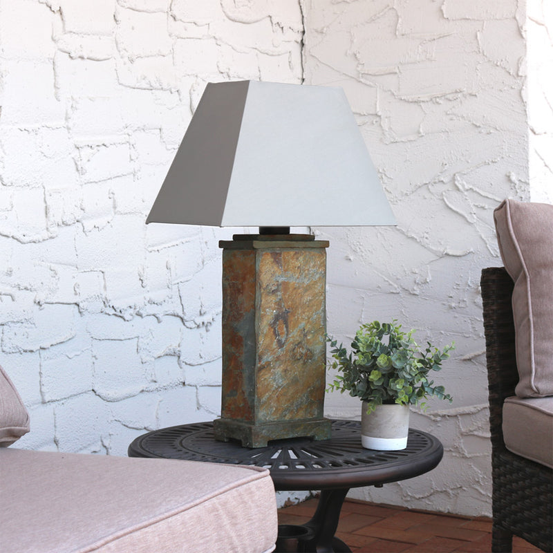 Sunnydaze Natural Slate Outdoor Table Lamp - 24" H