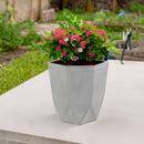 Sunnydaze Modern Faceted Polyresin Planter - Light Gray - 14.75"