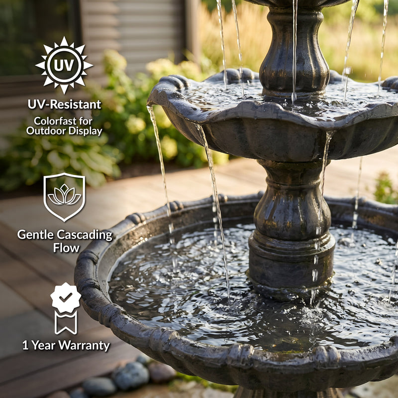Sunnydaze 4-Tier Grand Courtyard Outdoor Water Fountain - 80