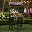 Sunnydaze Rustic, Vintage Flower Cart Display Stand with Wheels - Gray