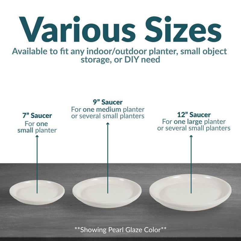 Sunnydaze Set of 4 Glazed Ceramic Planter Saucers