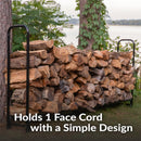 Sunnydaze Outdoor Firewood Log Rack with Cover Combo - Black