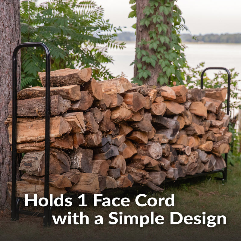 Sunnydaze Outdoor Firewood Log Rack with Cover Combo - Black