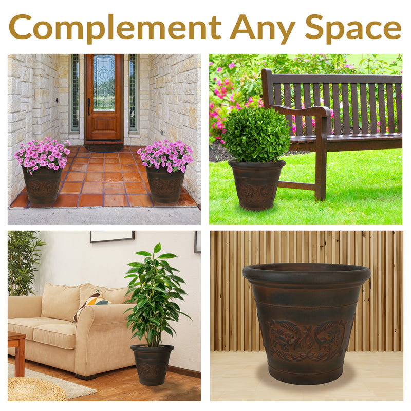 Sunnydaze Arabella Polyresin Outdoor Flower Pot Planter