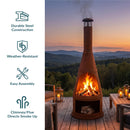 Sunnydaze 70" H Steel Outdoor Chiminea Fire Pit with Built-In Log Holder