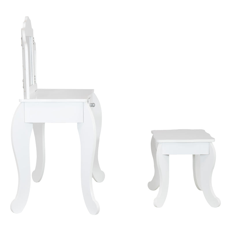 Sunnydaze Beauty Bliss Kids' Vanity Set with Mirror and Stool