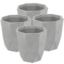 Sunnydaze Modern Faceted Polyresin Planter - Light Gray - 14.75"