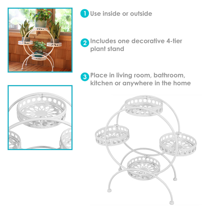 Sunnydaze 4-Tier Ferris Wheel Outdoor Plant and Flower Stand - 28"