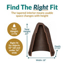 Dark brown faux rock utility cover with a cutaway view showing its tapered interior. Sizing infographic highlights a 22-inch height, 18-inch width, 17.25-inch depth, and 2.4 lb weight. Recommended for concealing objects up to 10 inches tall and under 16 inches wide.