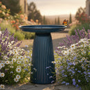 Sunnydaze Gleeful Garden Metal Outdoor Bird Bath - UV-Resistant Finish
