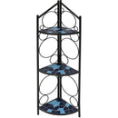 Sunnydaze 3-Tier Blue Mosaic Tiled Indoor/Outdoor Corner Display Shelf for Plants and Decor, 44 Inch Tall