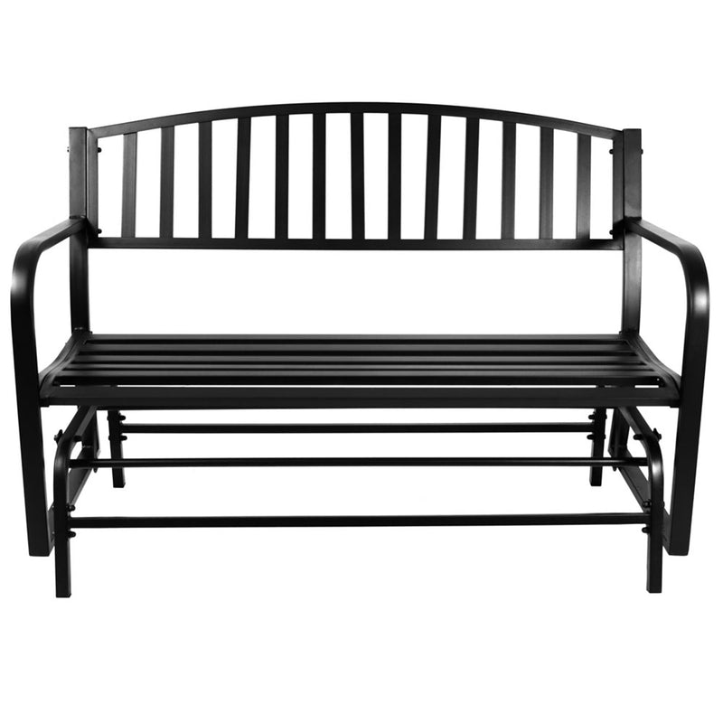 Sunnydaze 50" Black Steel Outdoor Patio Glider Bench