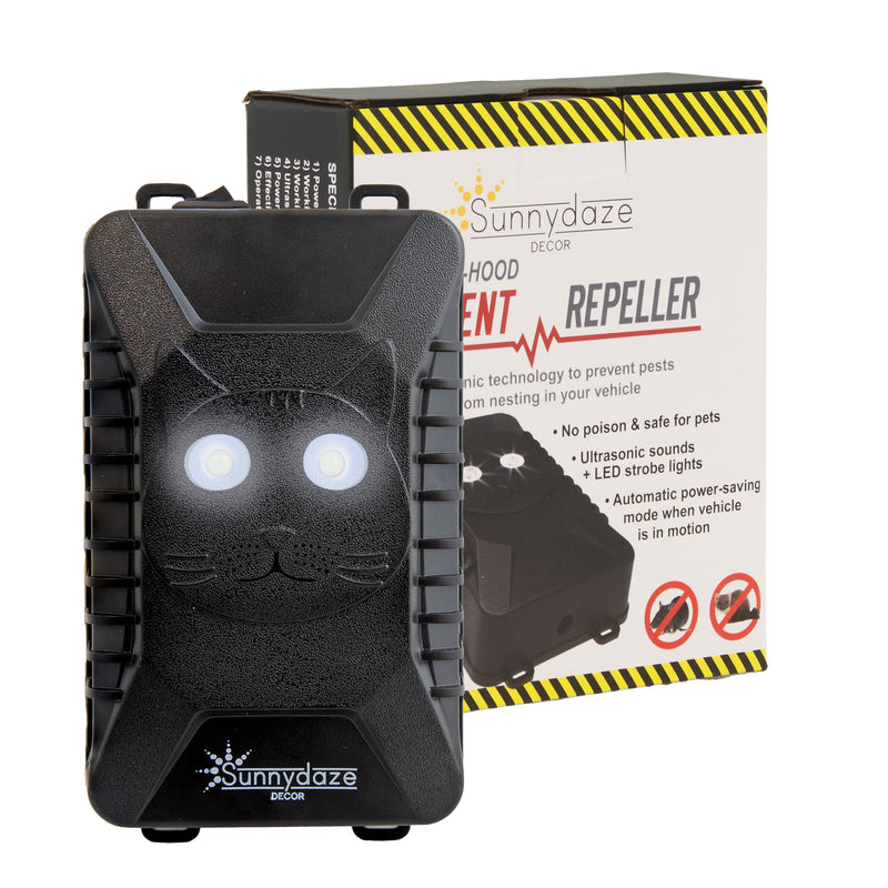 Sunnydaze Ultrasonic Rodent Repellent for Cars with Flashing Lights