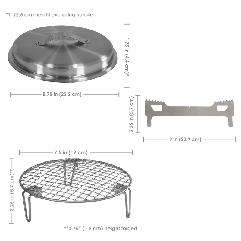 Sunnydaze 3-Piece Stainless Steel Smokeless Fire Pit Accessory Kit