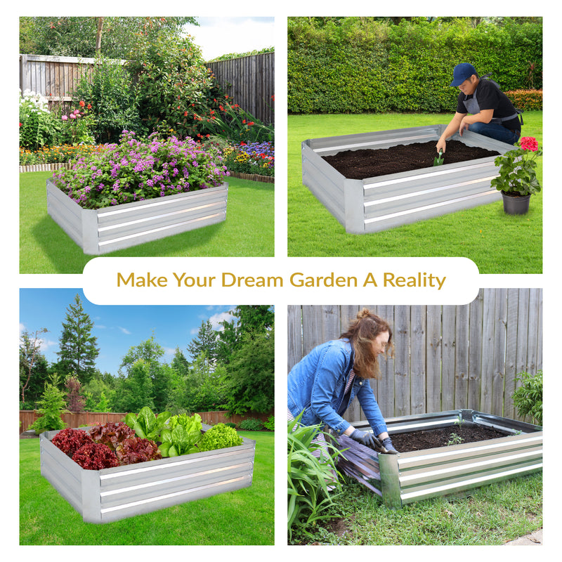 Sunnydaze Galvanized Steel Raised Garden Bed - Large Rectangle - 47"