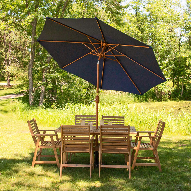 Sunnydaze 8.5 ft Patio Umbrella with Faux Woodgrain Finish
