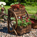 Sunnydaze Wagon Wheel 2-Tier Rustic Wood Plant Stand