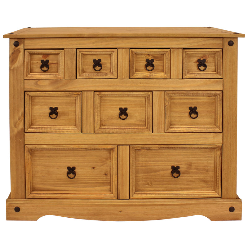 Sunnydaze 9-Drawer Rustic Chest of Drawers - Light Brown - 39.75" W