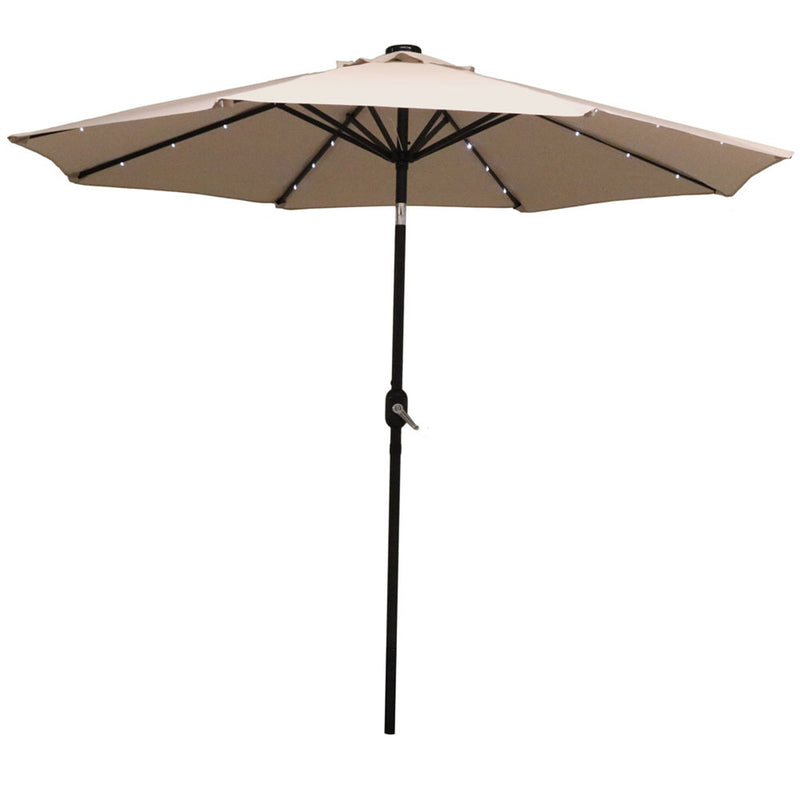 Sunnydaze Solar Powered LED Lighted Patio Umbrella with Tilt & Crank, 9 Foot