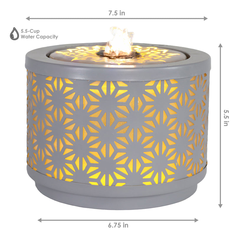 Sunnydaze Geometric Flower Cutout Indoor Water Fountain with Lights - 5.5" H