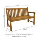 Sunnydaze 2-Person Teak Patio Bench for Outside