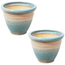 Sunnydaze Set of 2 Indoor/Outdoor Purlieu Ceramic Planters - 12"