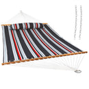 Sunnydaze 2 Person Quilted Fabric Hammock with Spreader Bars, Nautical Stripe