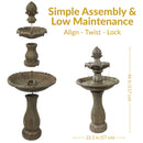 Sunnydaze 2-Tier Pineapple Solar Fountain with Battery Backup - 46" H