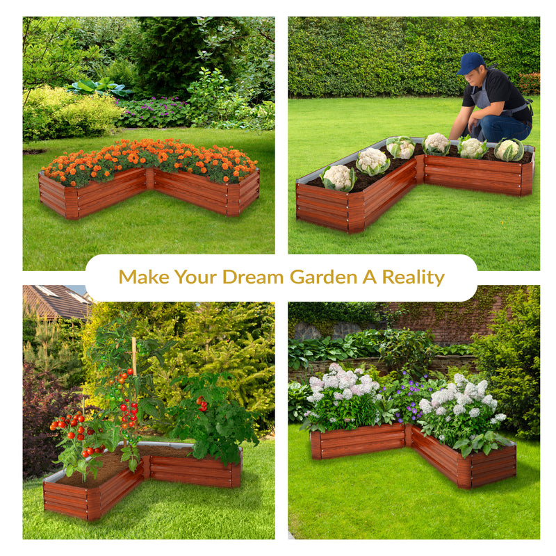 Sunnydaze L-Shaped Galvanized Steel Raised Garden Bed