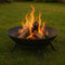 Sunnydaze Raised Cast Iron Fire Pit Bowl with Steel Finish - 22" Diameter