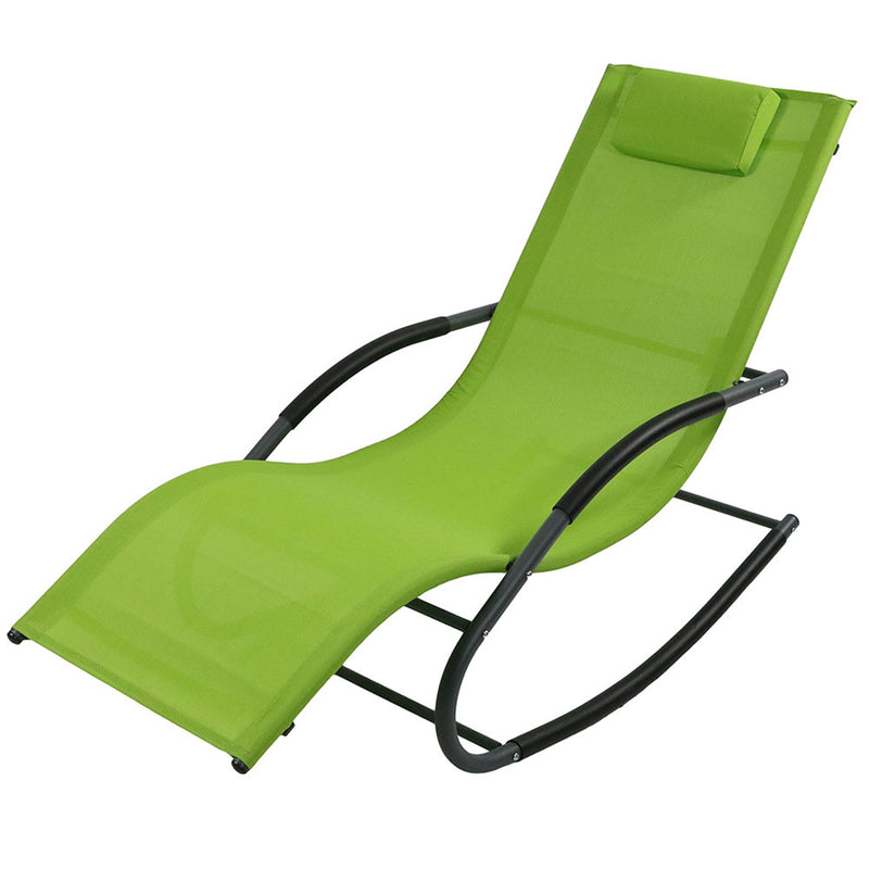Sunnydaze Outdoor Rocking Wave Lounger with Pillow