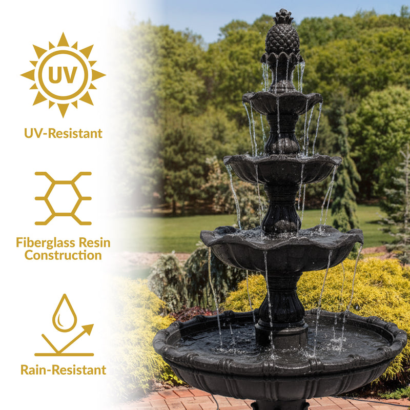 Sunnydaze 4-Tier Grand Courtyard Outdoor Water Fountain - 80
