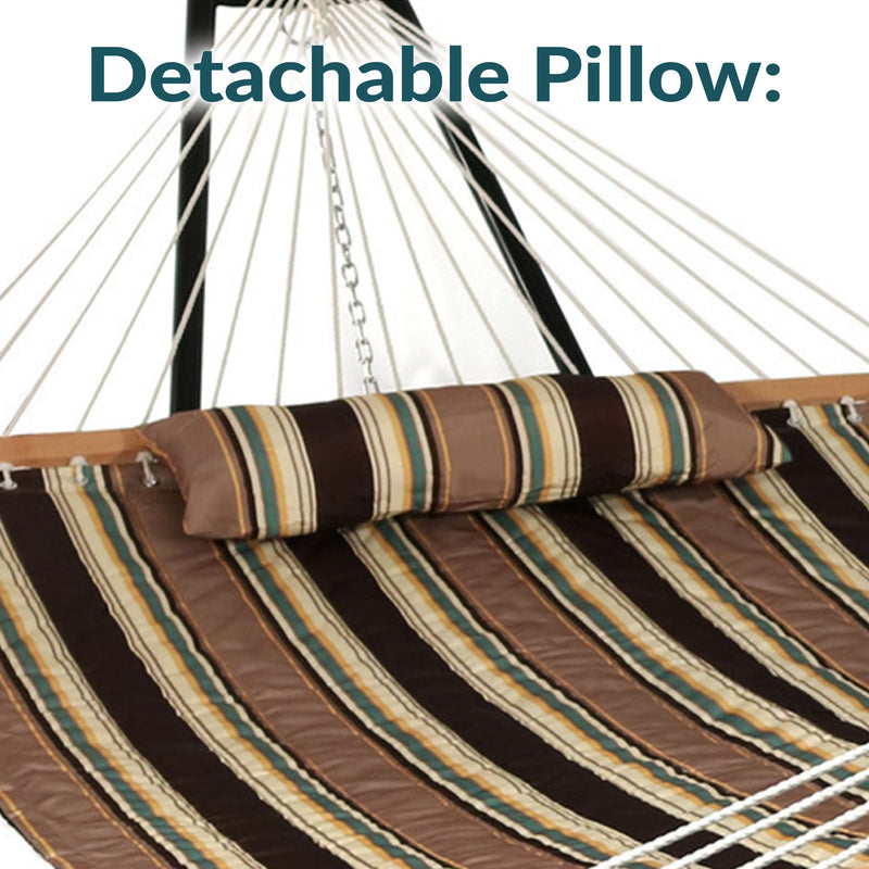 Sunnydaze 2-Person Quilted Fabric Double Hammock with Pillow